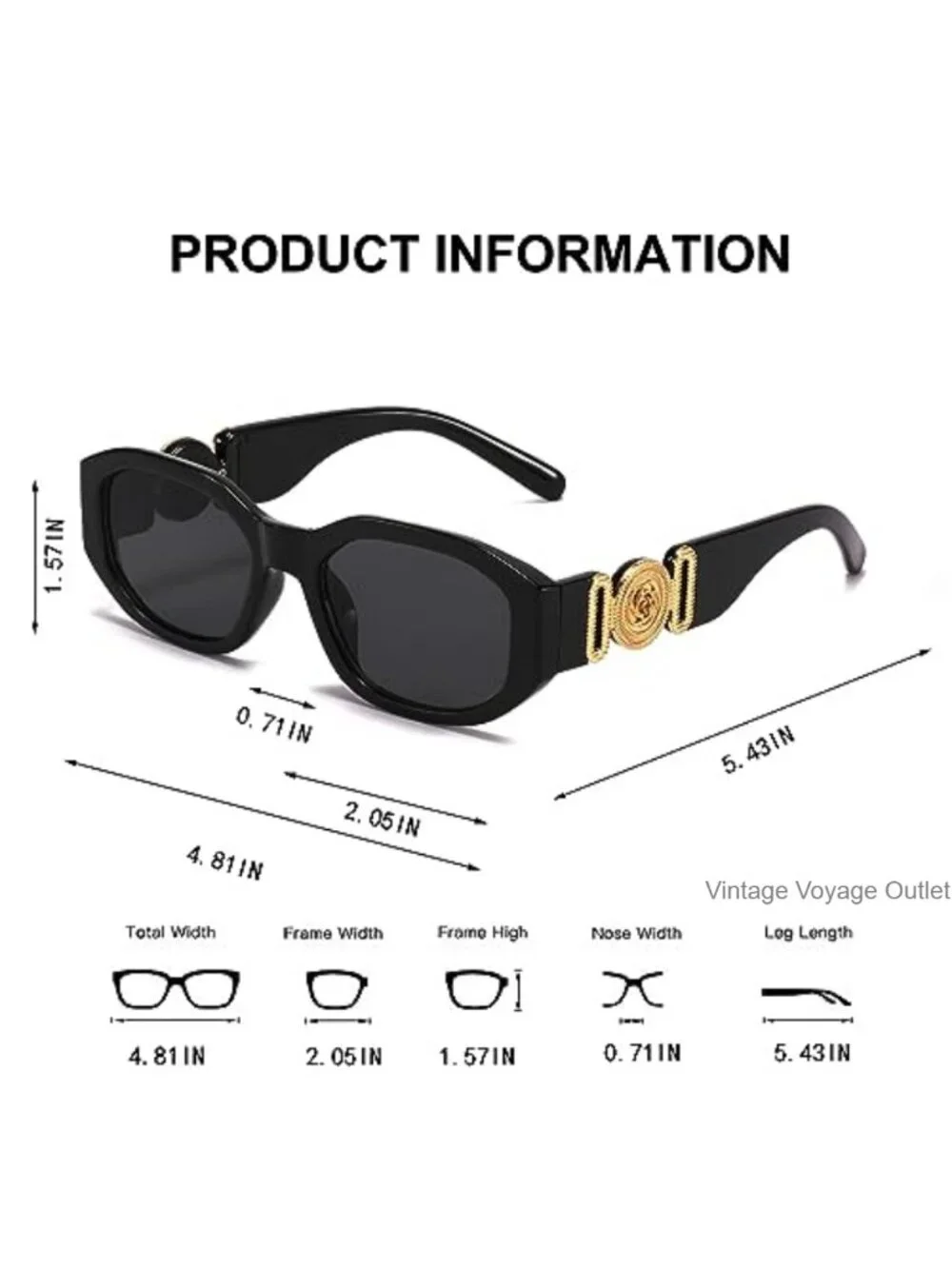 Retro Rectangle Sunglasses for Women UV400 Protection Driving Glasses 90s